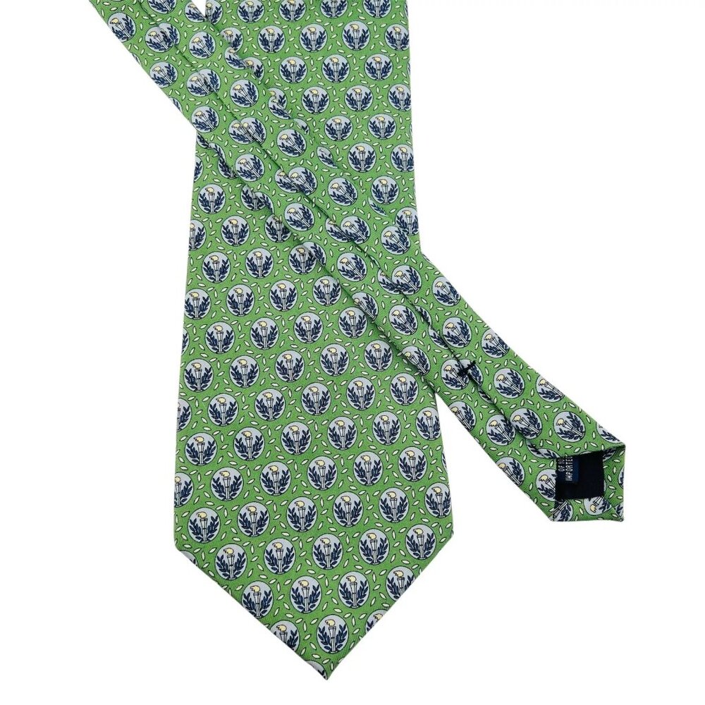 Vineyard Vines Premier Advisors Program Men's 100% Silk Green Tie Burning Torch